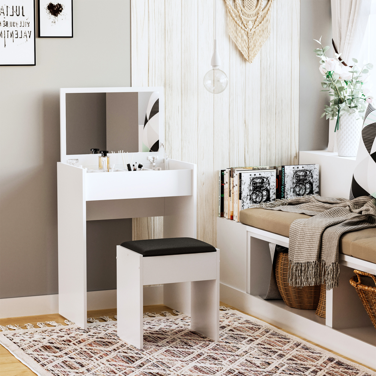 cortex-london-windsor-white-dressing-table-set-flip-up-mirror-padded-stool