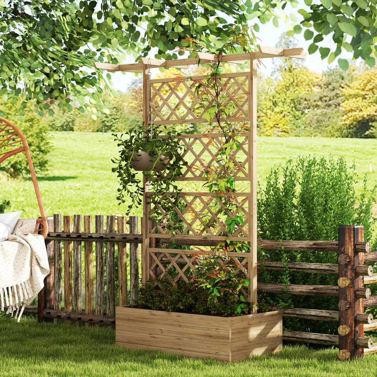 cortex-london-york-fir-wood-trellis-planter-raised-garden-bed-natural-wood-finish