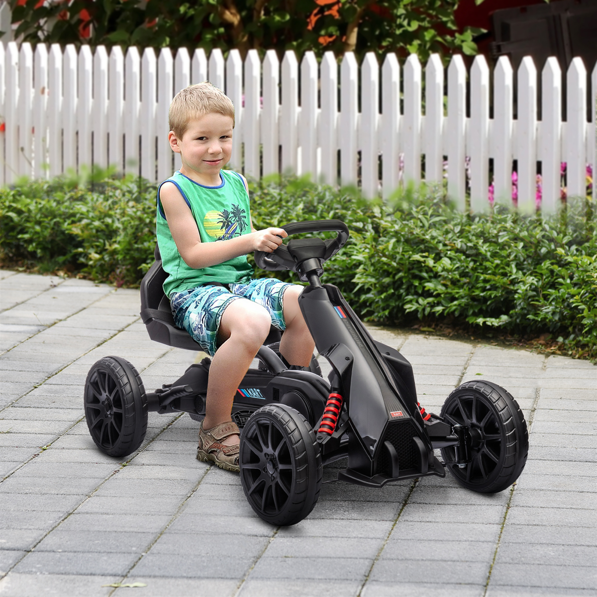 cortex-london-windsor-childrens-pedal-go-kart-black-adjustable-seat-handbrake