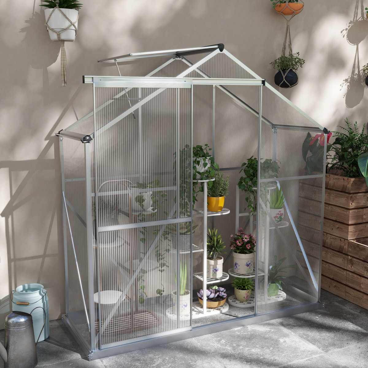 cortex-london-windsor-aluminium-polycarbonate-greenhouse-190cm-silver