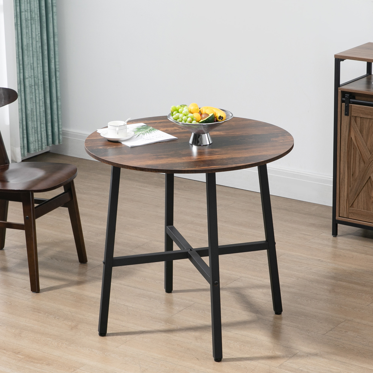 cortex-london-windsor-80cm-round-kitchen-dining-table-wood-effect-top-black-frame-steel-frame