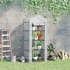 4 Tier Mini Greenhouse, Portable with Steel Frame, PE Cover, 160x69x50cm
