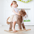 HOMCOM Kids Rocking Horse Wooden Plush Age 3 Children Ride On Toy Rocker Baby