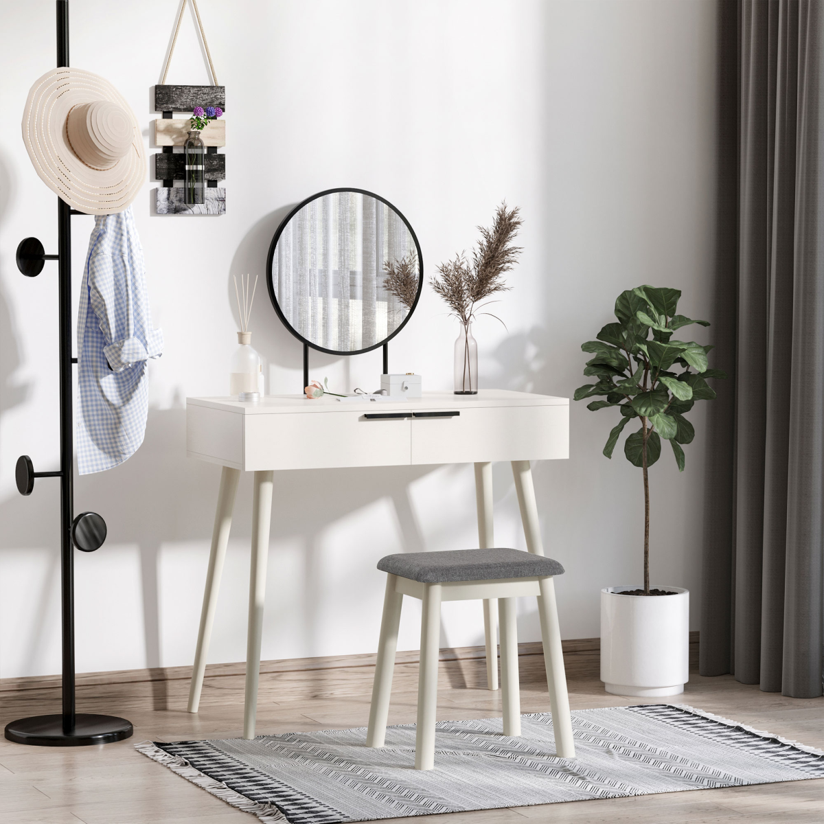 cortex-london-kensington-white-dressing-table-round-mirror-stool