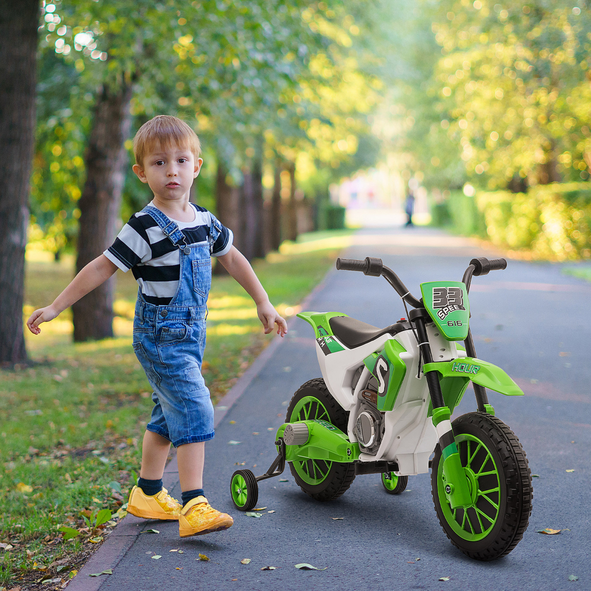cortex-london-windsor-12v-kids-electric-motorbike-green-training-wheels