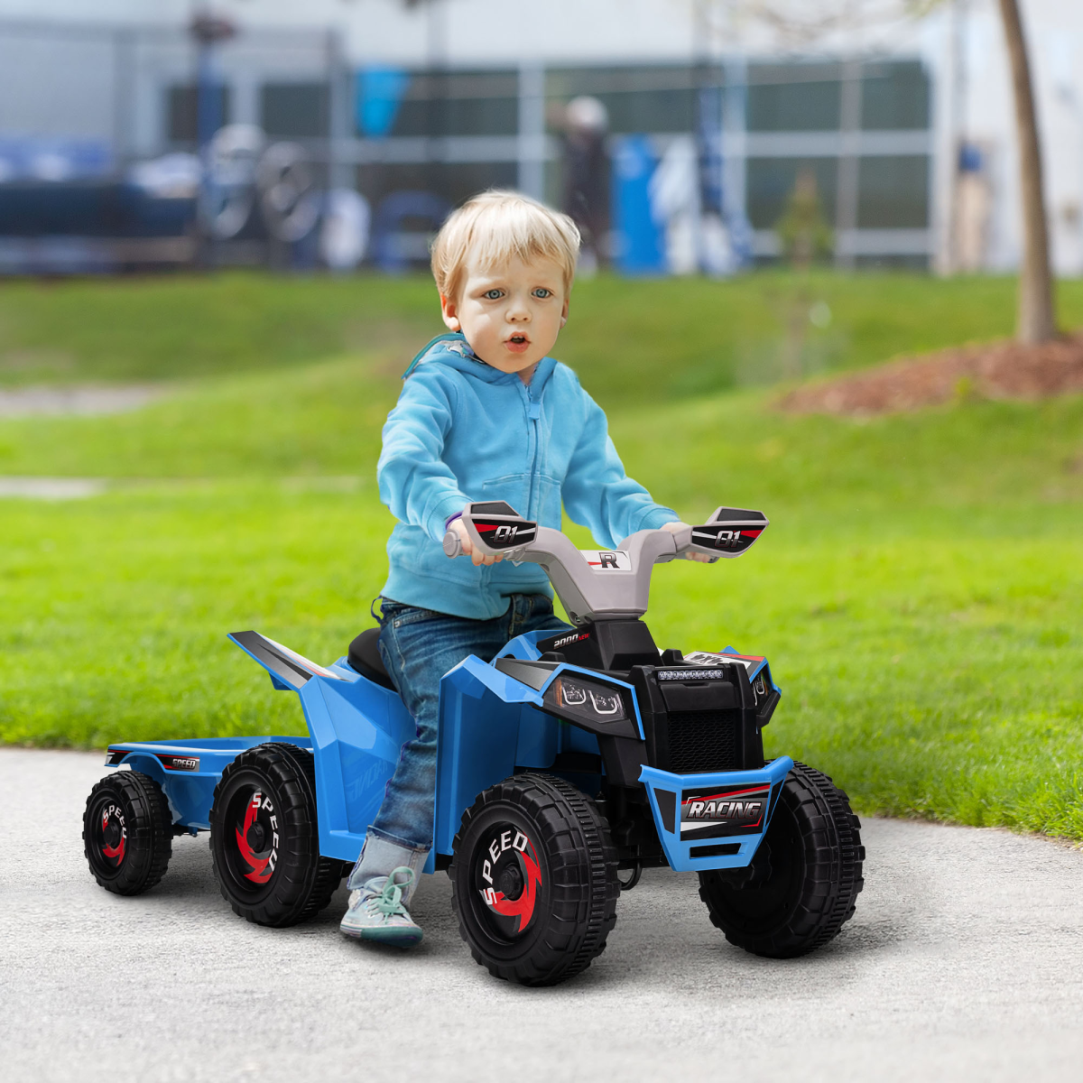 cortex-london-windsor-6v-kids-electric-quad-bike-trailer-blue
