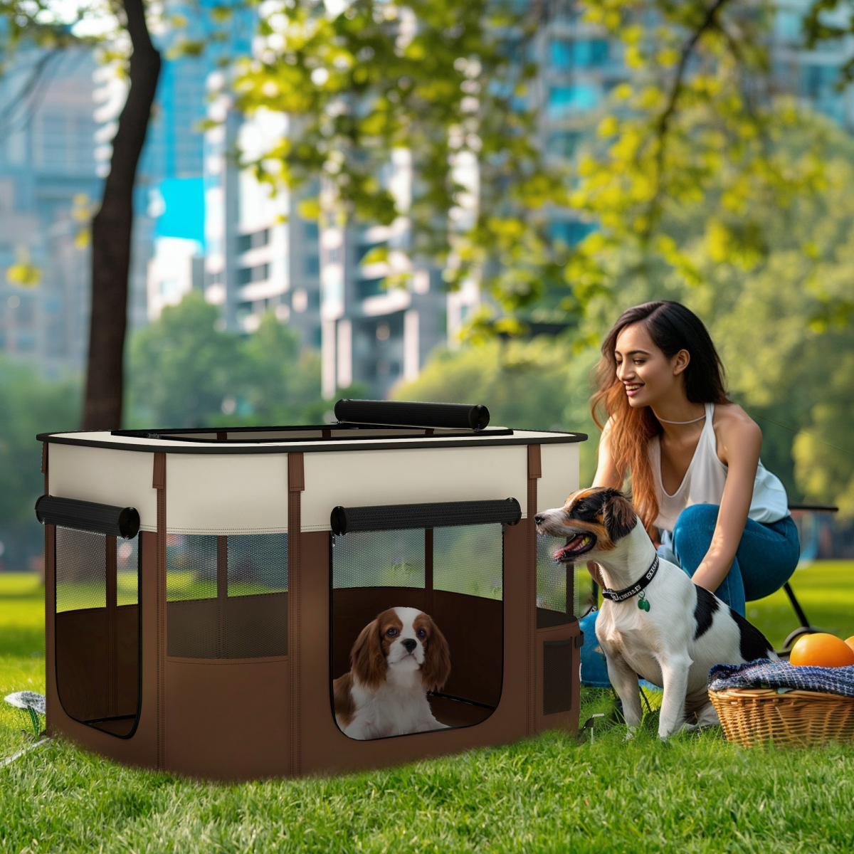 cortex-london-windsor-portable-dog-pen-for-small-pets-brown-cream-white-black