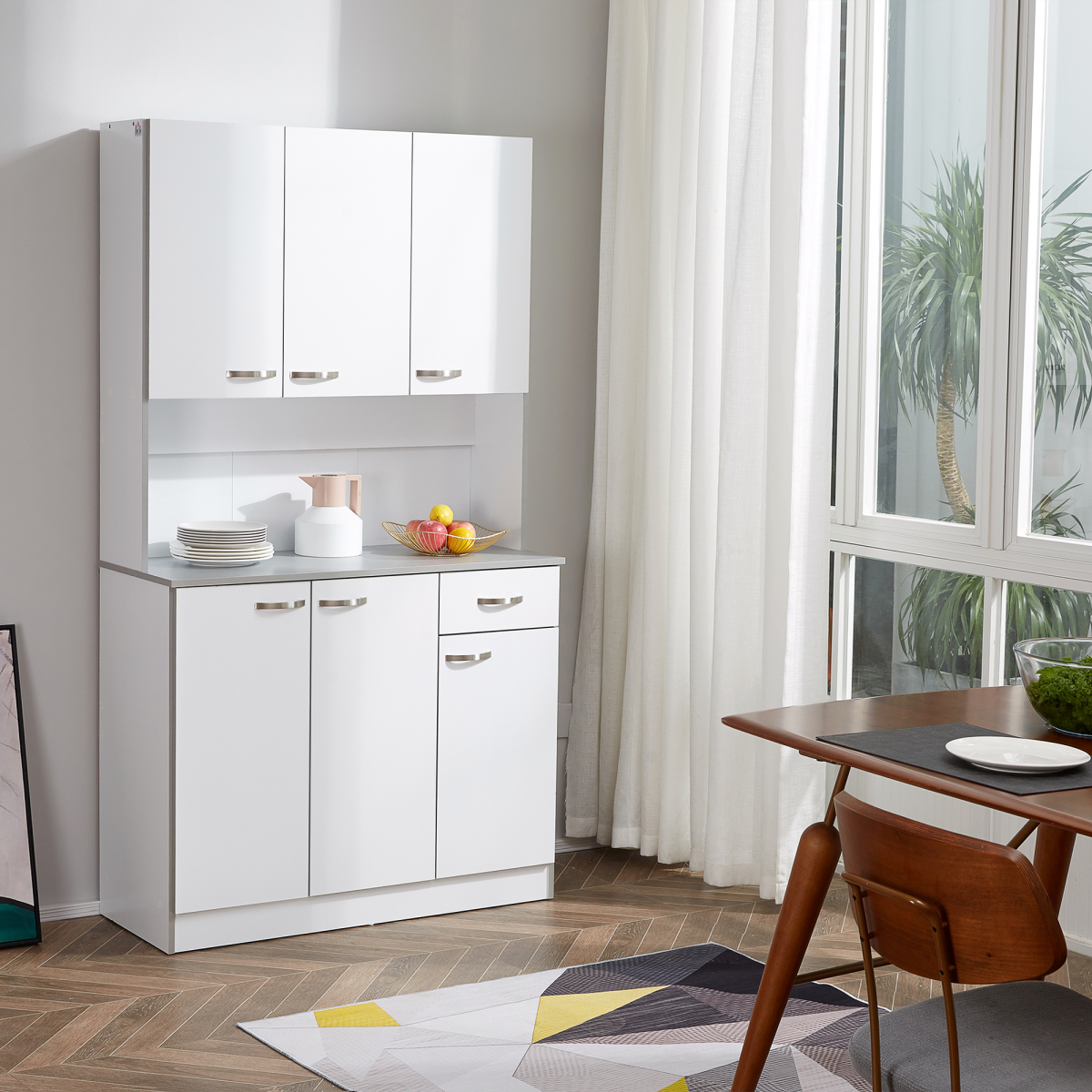 cortex-london-kensington-kitchen-storage-cabinet-with-doors-drawer-white-silver-coloured-handles