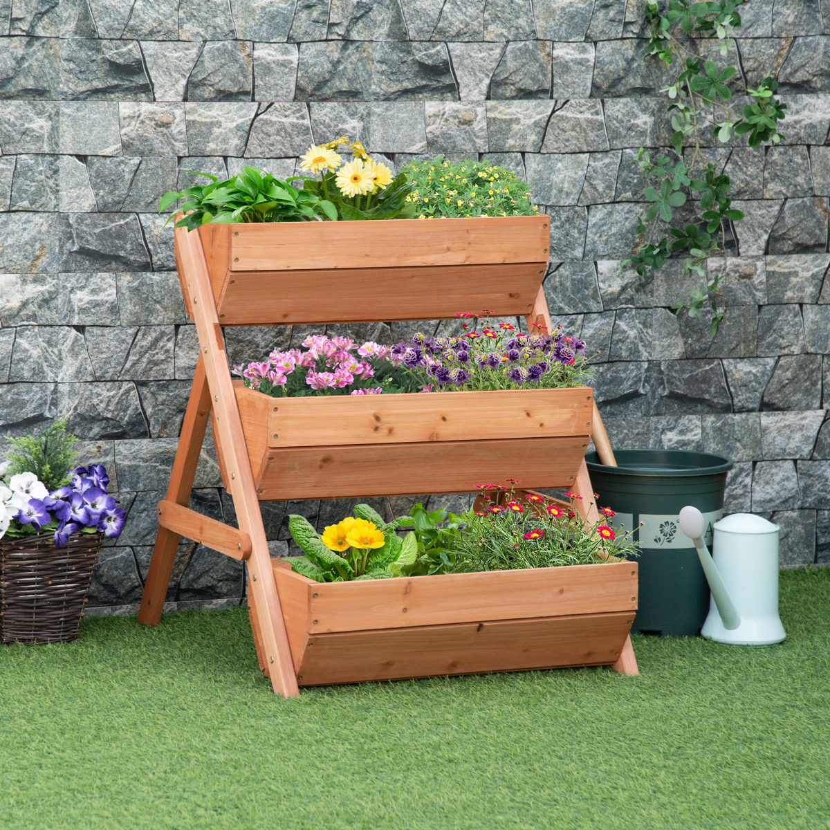 cortex-london-kensington-three-tier-wooden-raised-garden-planter-brown