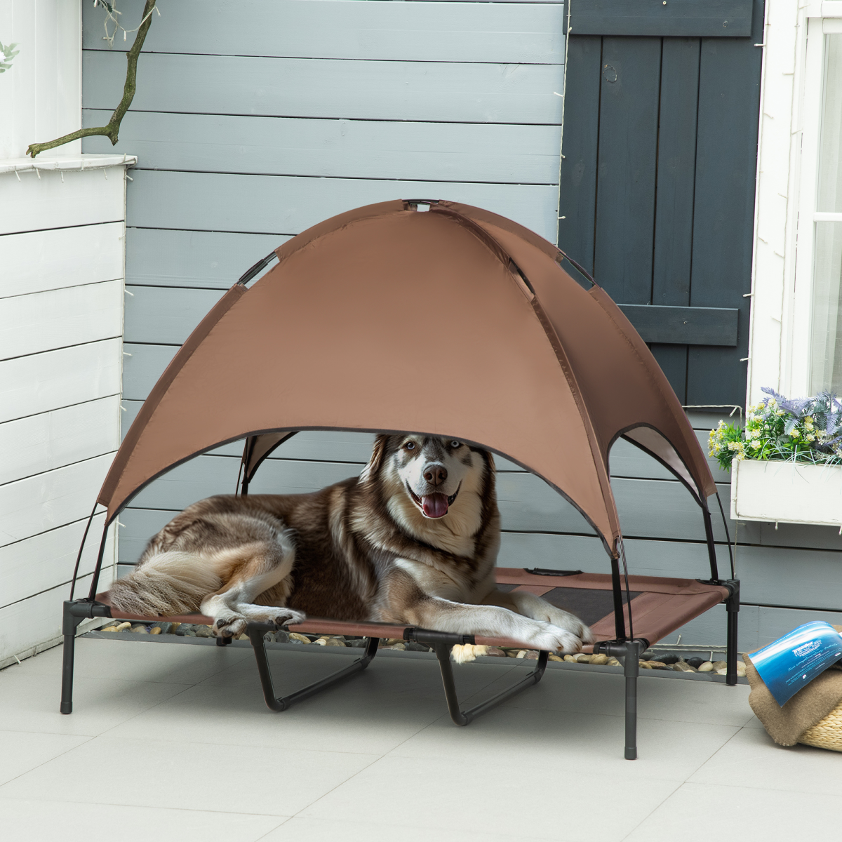 cortex-london-windsor-122-cm-elevated-dog-bed-canopy-coffee