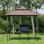 Outsunny 8ft Double-Tier Gazebo Grill Canopy Tent Shelter-Coffee