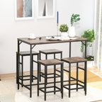 MDF Industrial 5-Piece Dining Set Dining Table with 4 Stools Black/Brown