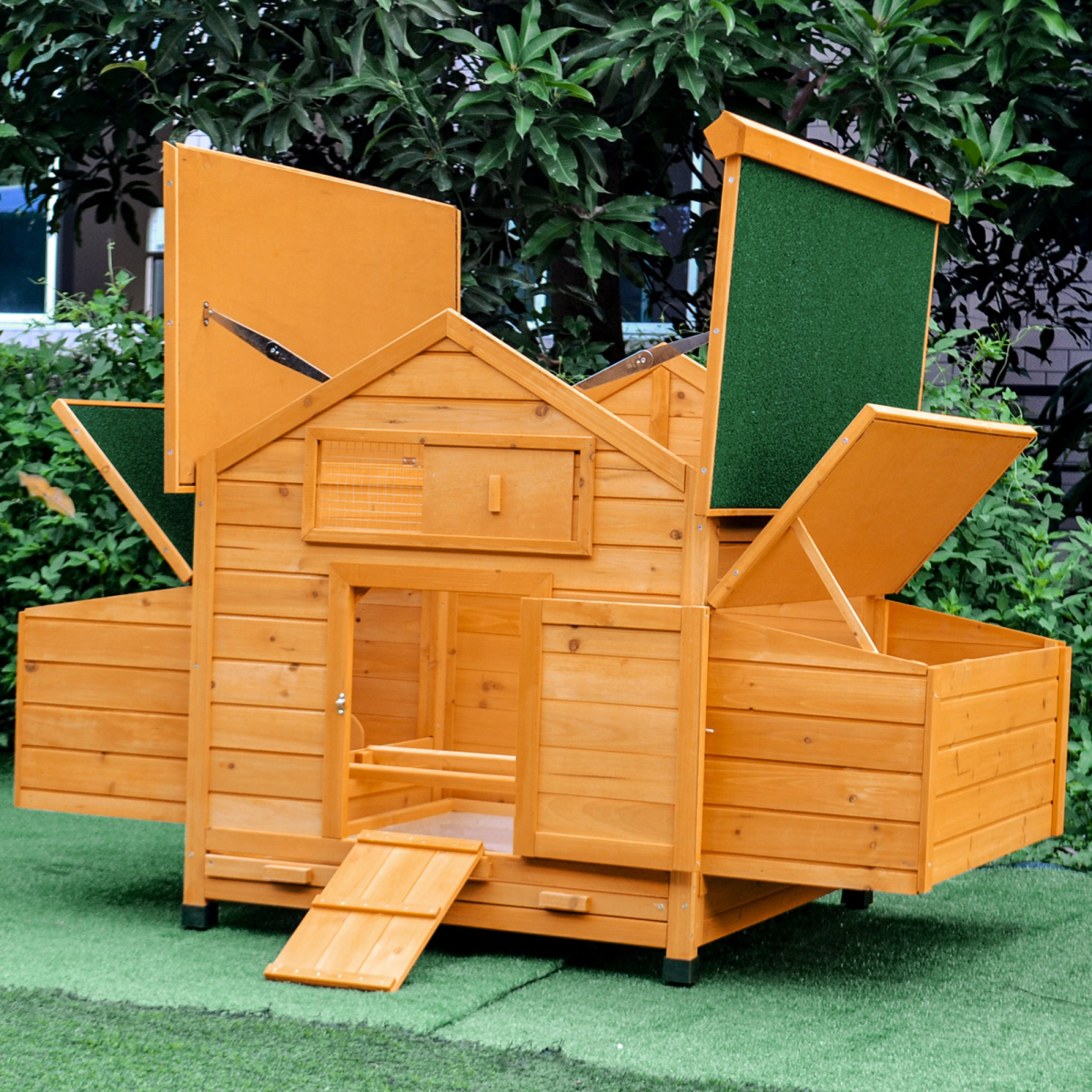 cortex-london-windsor-solid-fir-wood-pet-house-with-nesting-boxes-yellow