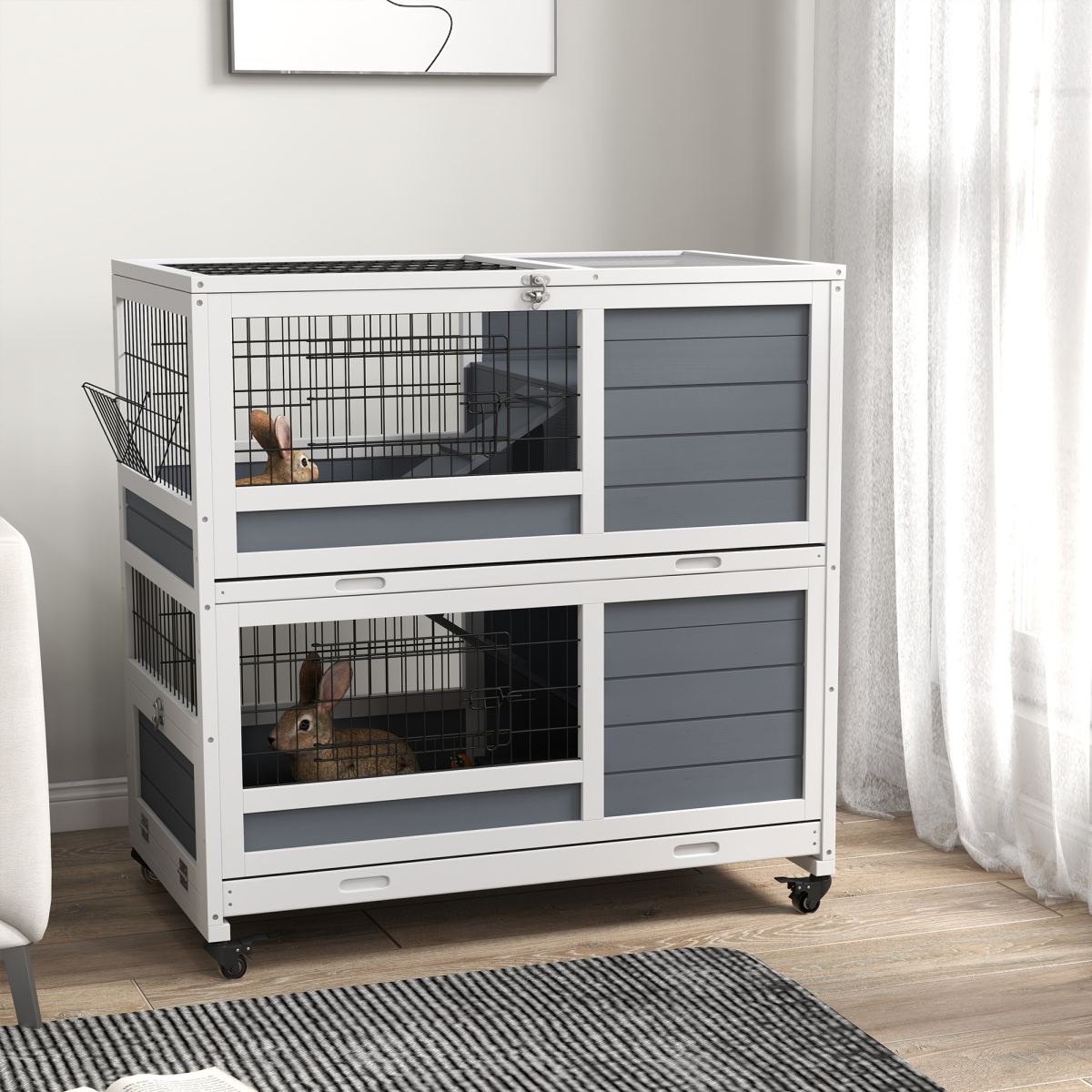 cortex-london-windsor-indoor-rabbit-hutch-double-decker-white-grey