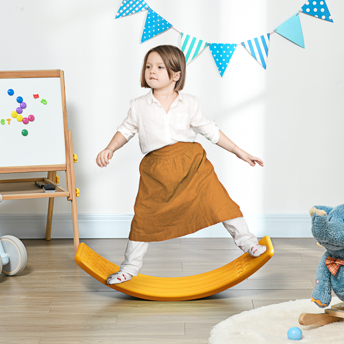 cortex-london-windsor-kids-balance-board-montessori-wobble-toy-orange