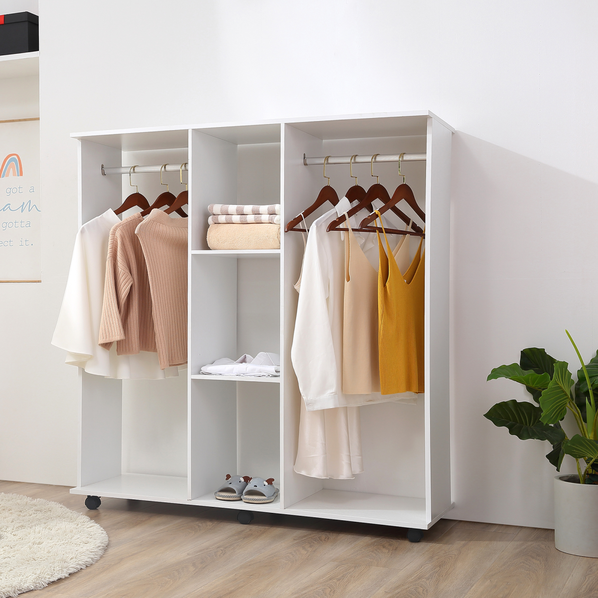 cortex-london-windsor-mobile-double-open-wardrobe-hanging-rails-white
