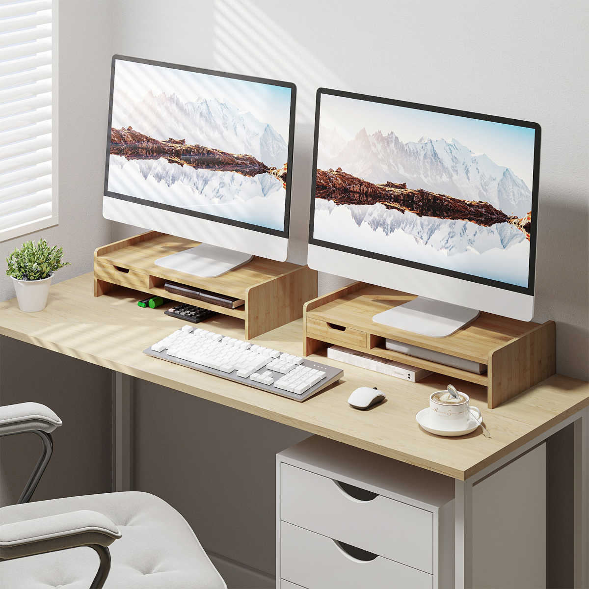 cortex-london-windsor-bamboo-monitor-riser-desk-organiser-with-drawer