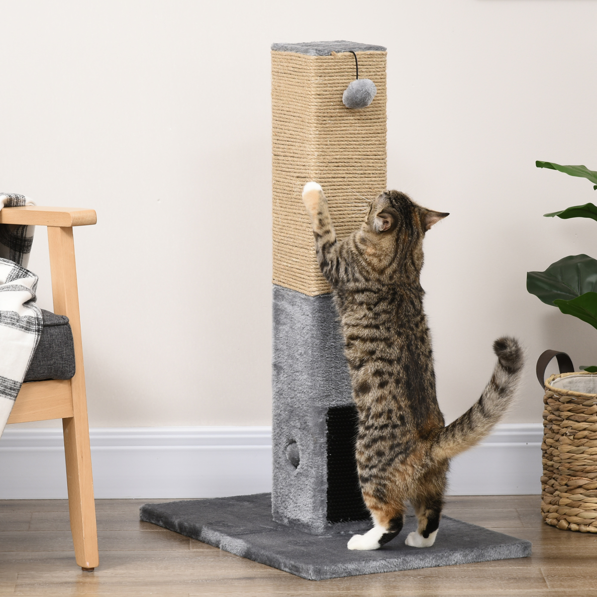 cortex-london-windsor-grey-cat-scratching-post-79cm-jute-hidden-toy-bell