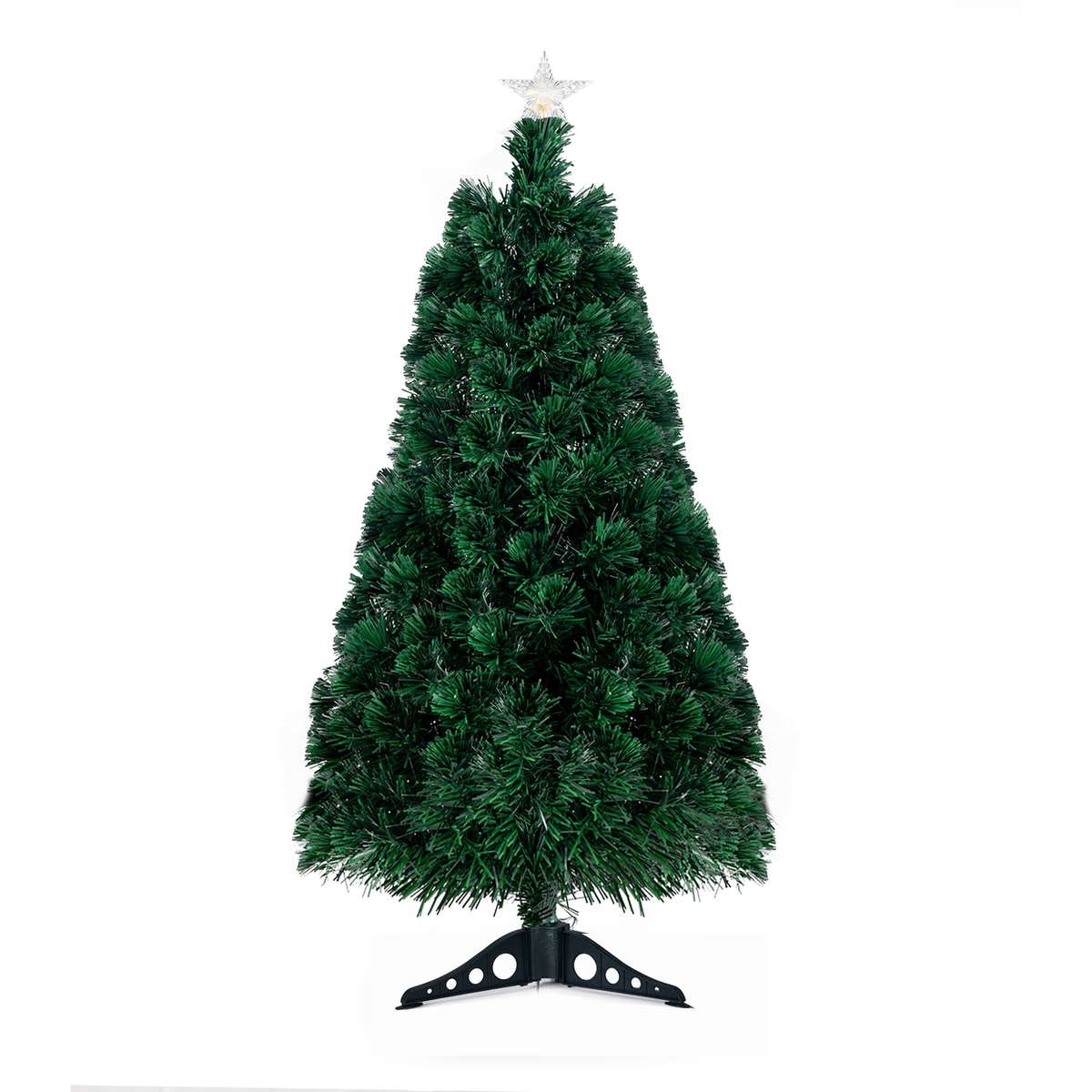 FCH 3ft Top With Stars Plastic Base PVC Material Optical Fiber Colorful And Color-Changing 85 Branches Christmas Tree White