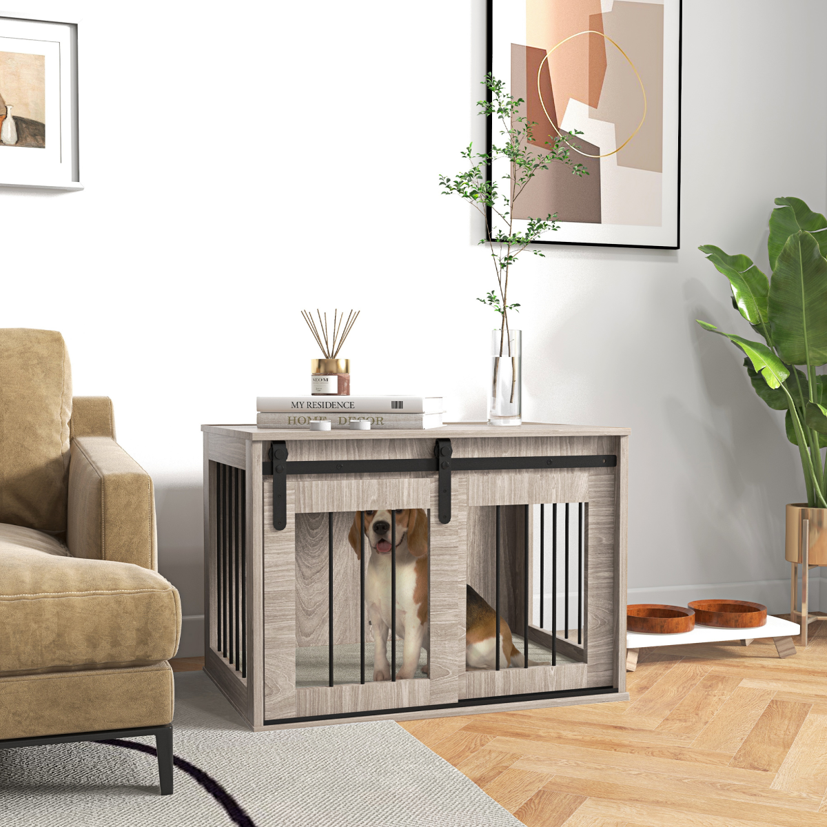 cortex-london-windsor-dog-crate-side-table-removable-cushion-brown-beige