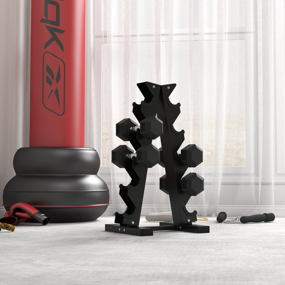 cortex-london-windsor-hexagonal-dumbbells-2x4kg-home-fitness-homcom