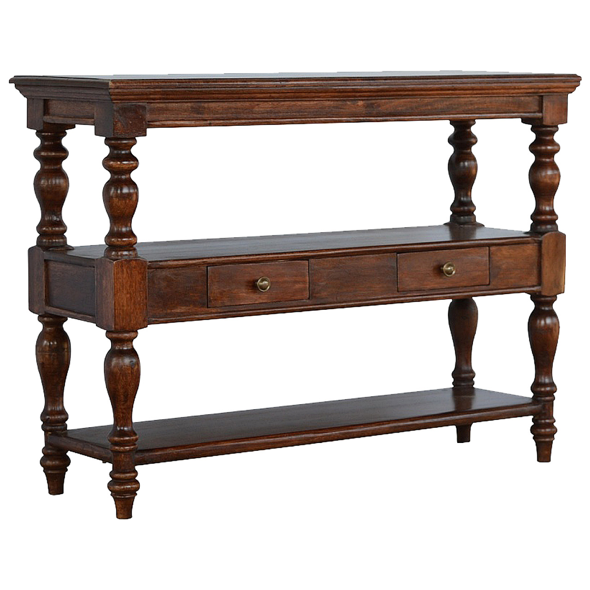cortex-london-windsor-solid-wood-console-table-drawers-shelves-brown