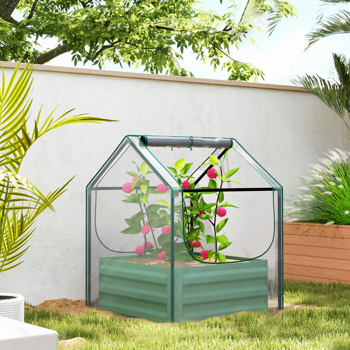 cortex-london-windsor-raised-garden-bed-greenhouse-planter-clear-green