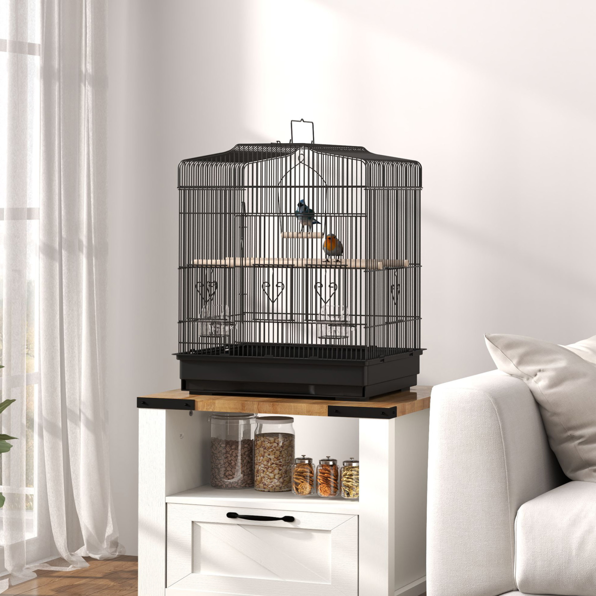 cortex-london-windsor-large-bird-cage-with-stand-perches-food-bowls-swing-black
