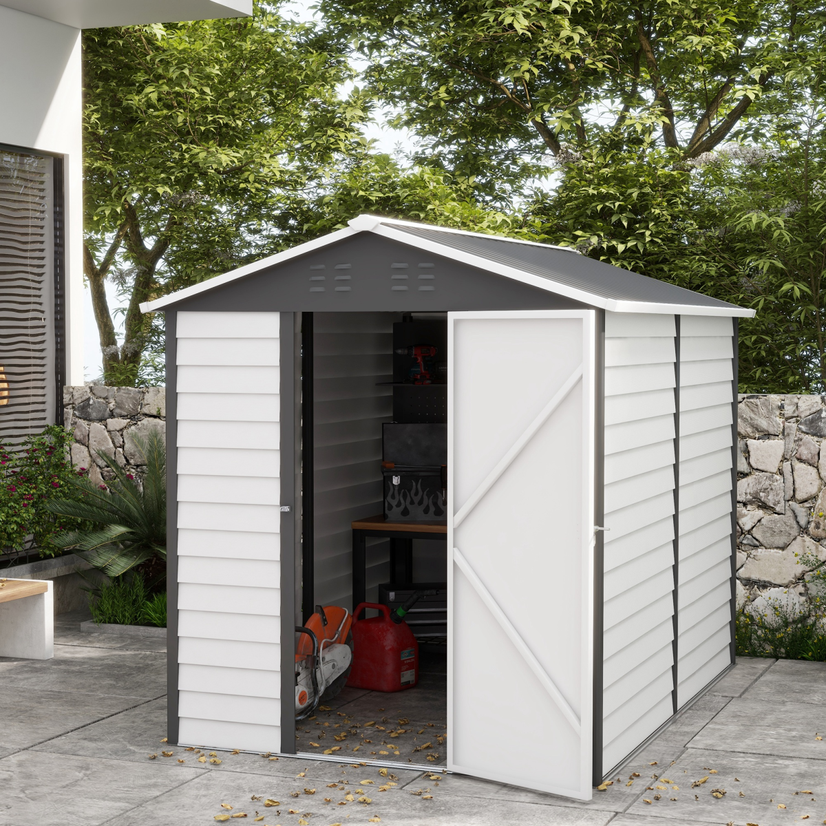 cortex-london-windsor-9x6-galvanised-steel-garden-shed-white-dark-grey
