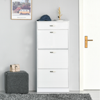 Shoe Cabinet 4 Drawers Storage with Flip Doors Shelves for 18 Pairs White