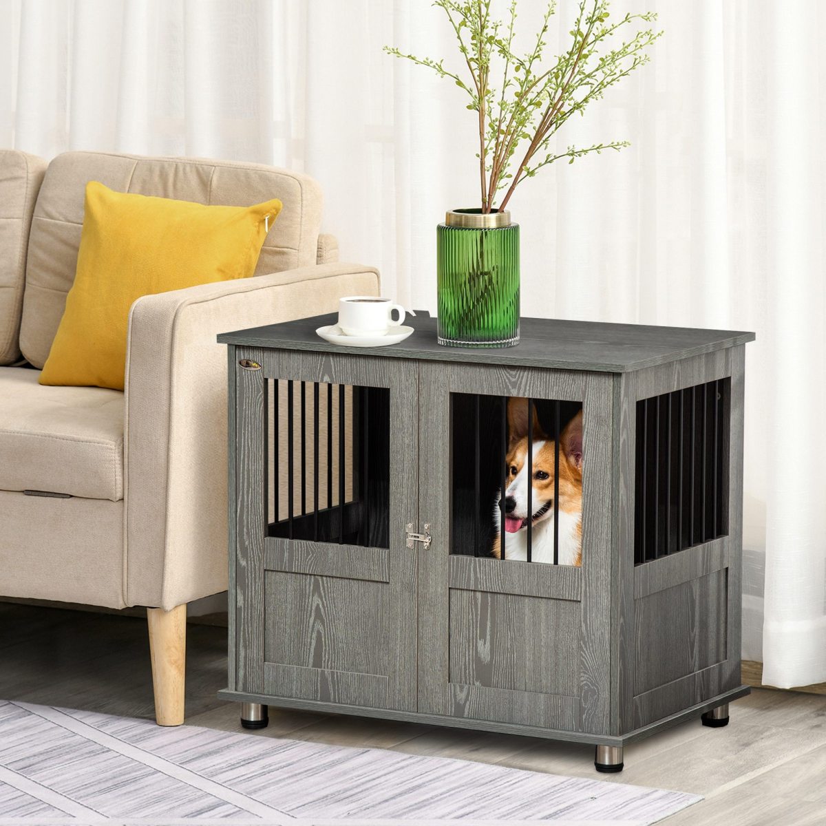 cortex-london-windsor-wooden-wire-medium-dog-cage-magnetic-door