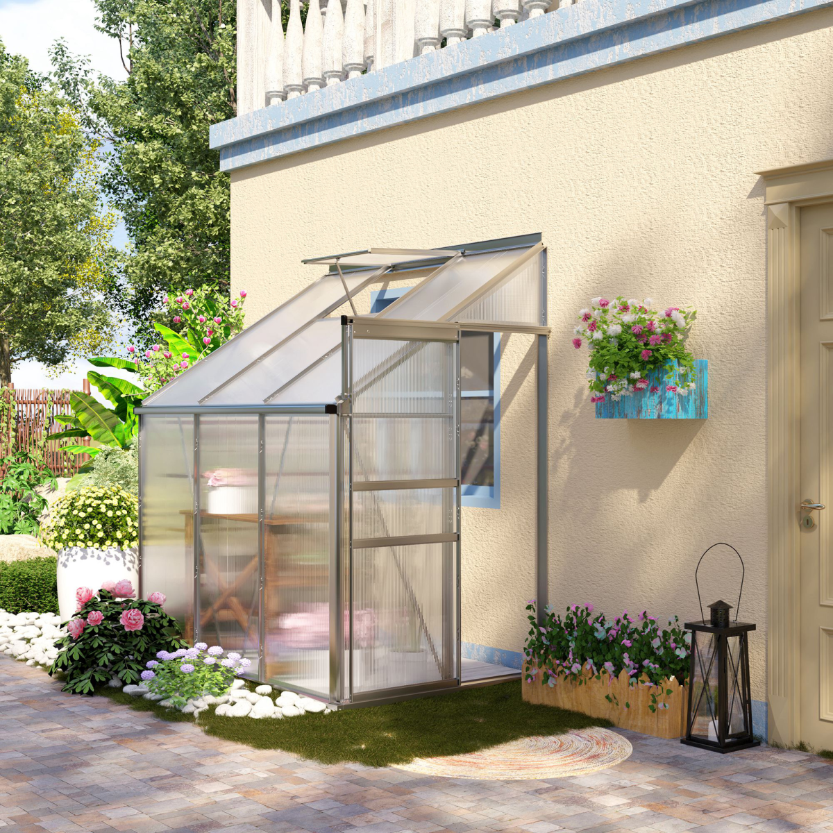 cortex-london-windsor-6-x-4ft-polycarbonate-greenhouse-aluminium-roof-vent-sliding-door