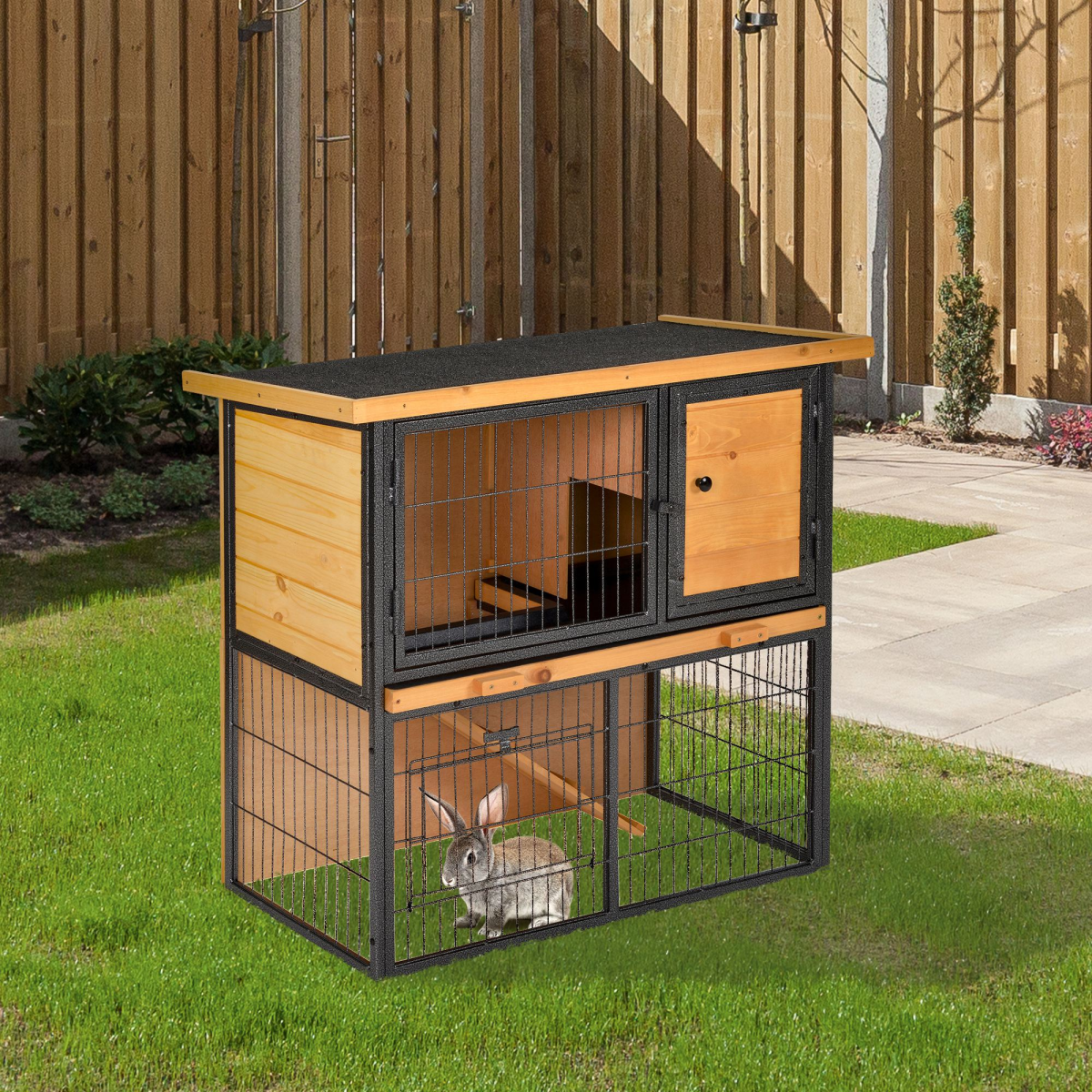 cortex-london-kensington-elevated-rabbit-hutch-outdoor-pet-house-pawhut