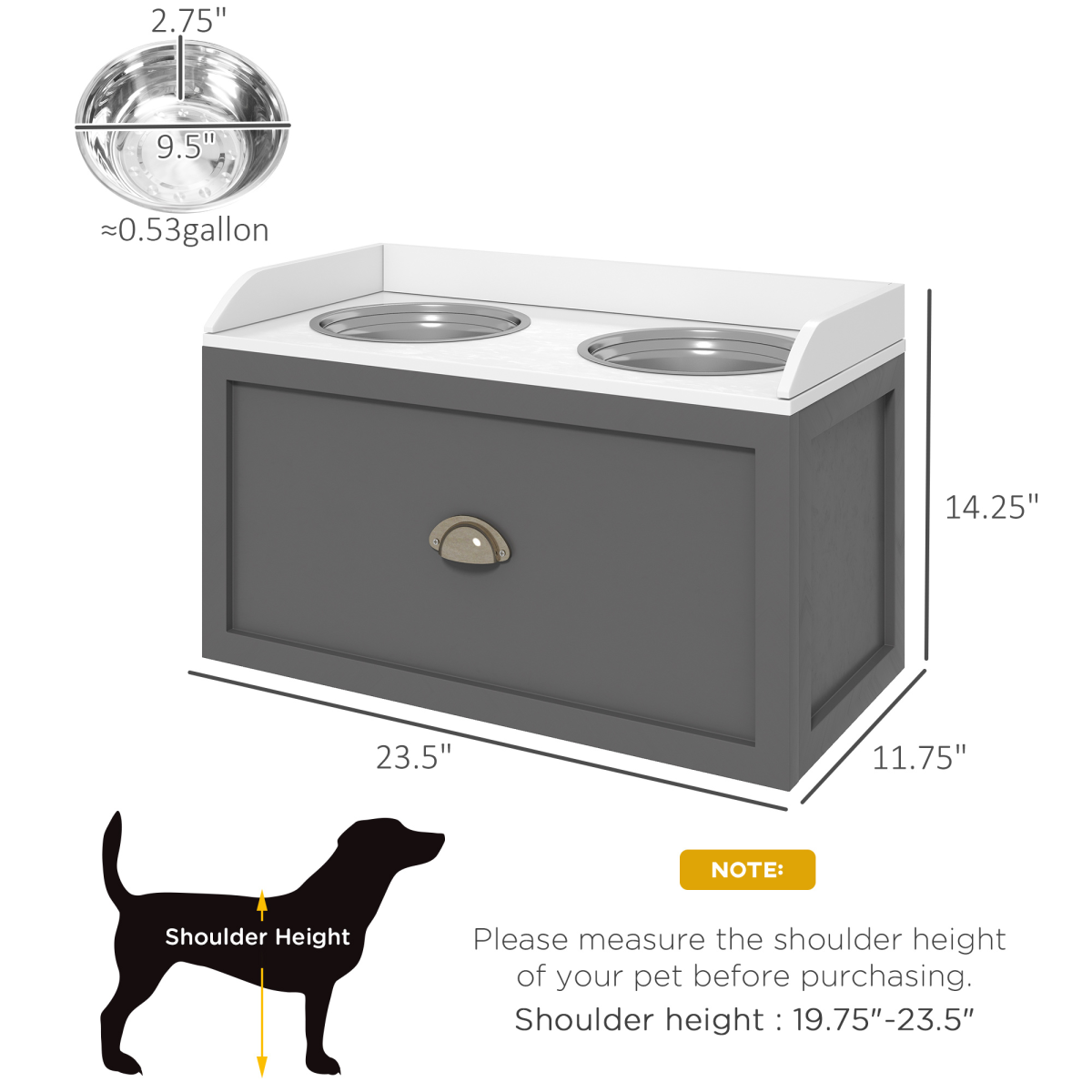 cortex-london-windsor-elevated-dog-bowl-storage-feeder-stand-grey