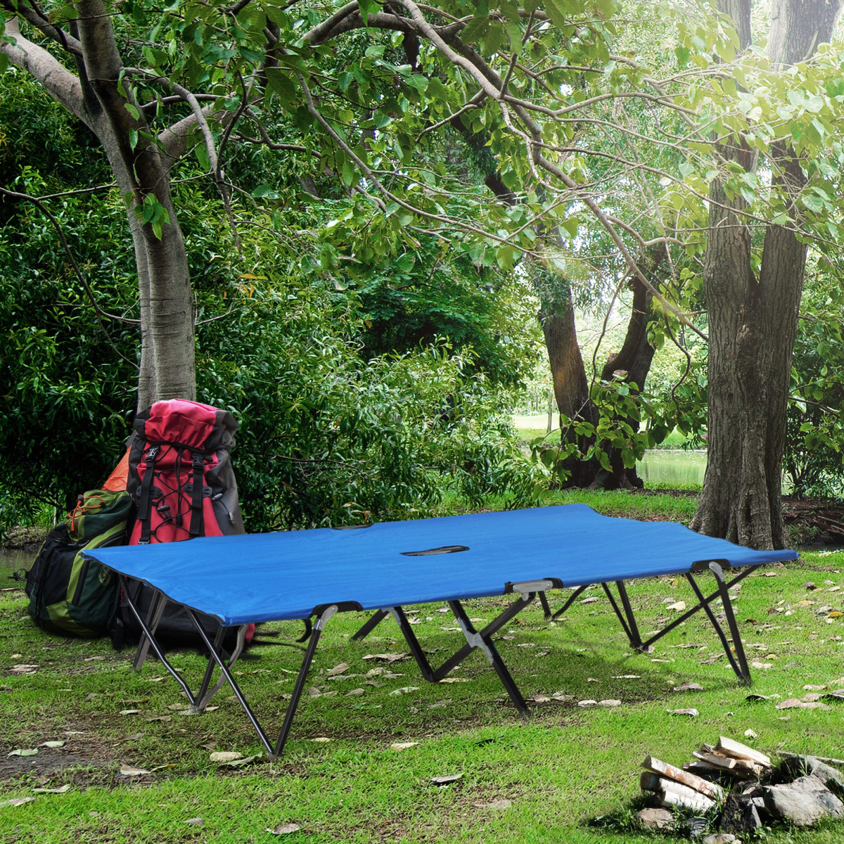 cortex-london-windsor-double-camping-cot-blue-outsunny