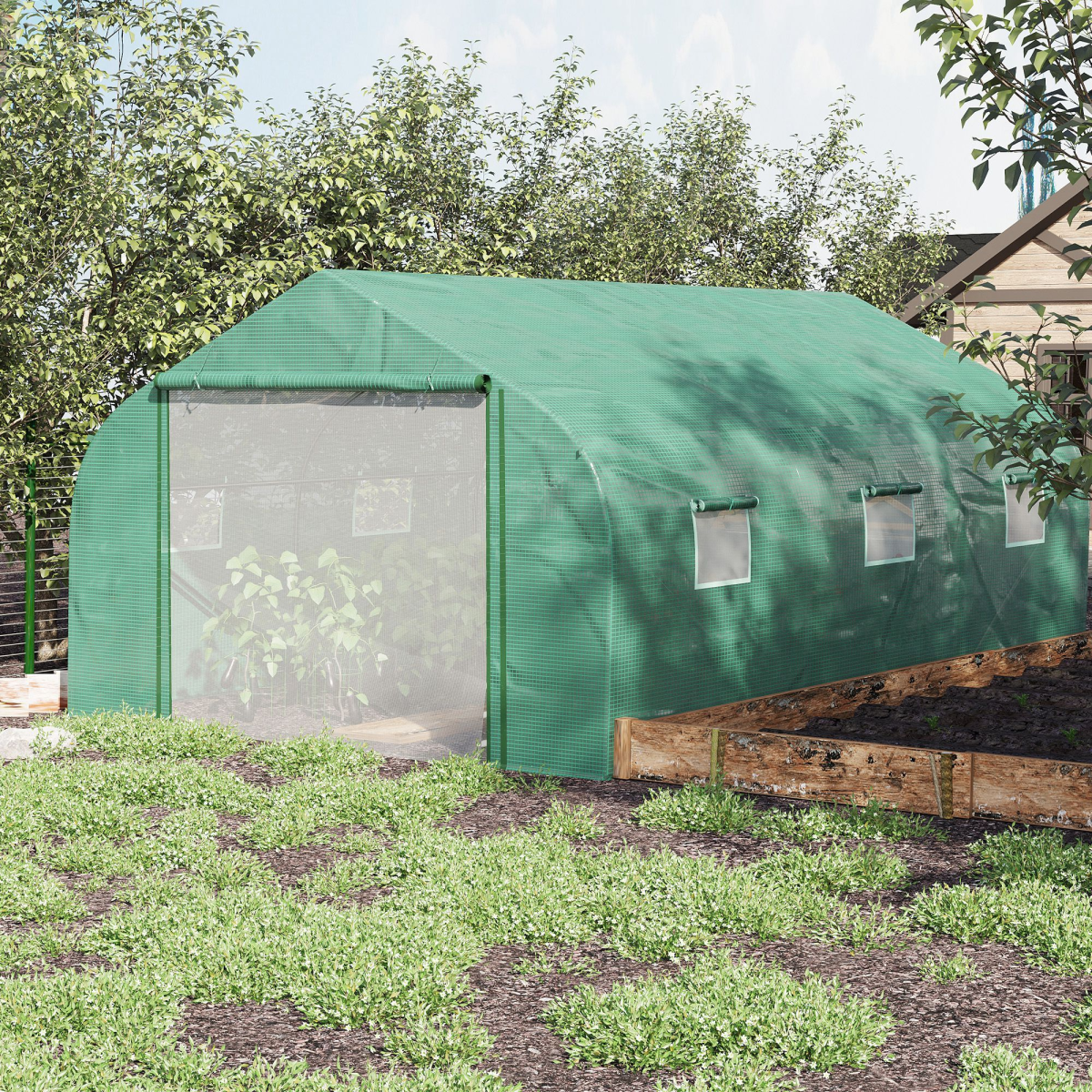 cortex-london-windsor-walk-in-polytunnel-tent-4-point-47-x-3-x-2m-green-pe-cover-six-mesh-lined-windows