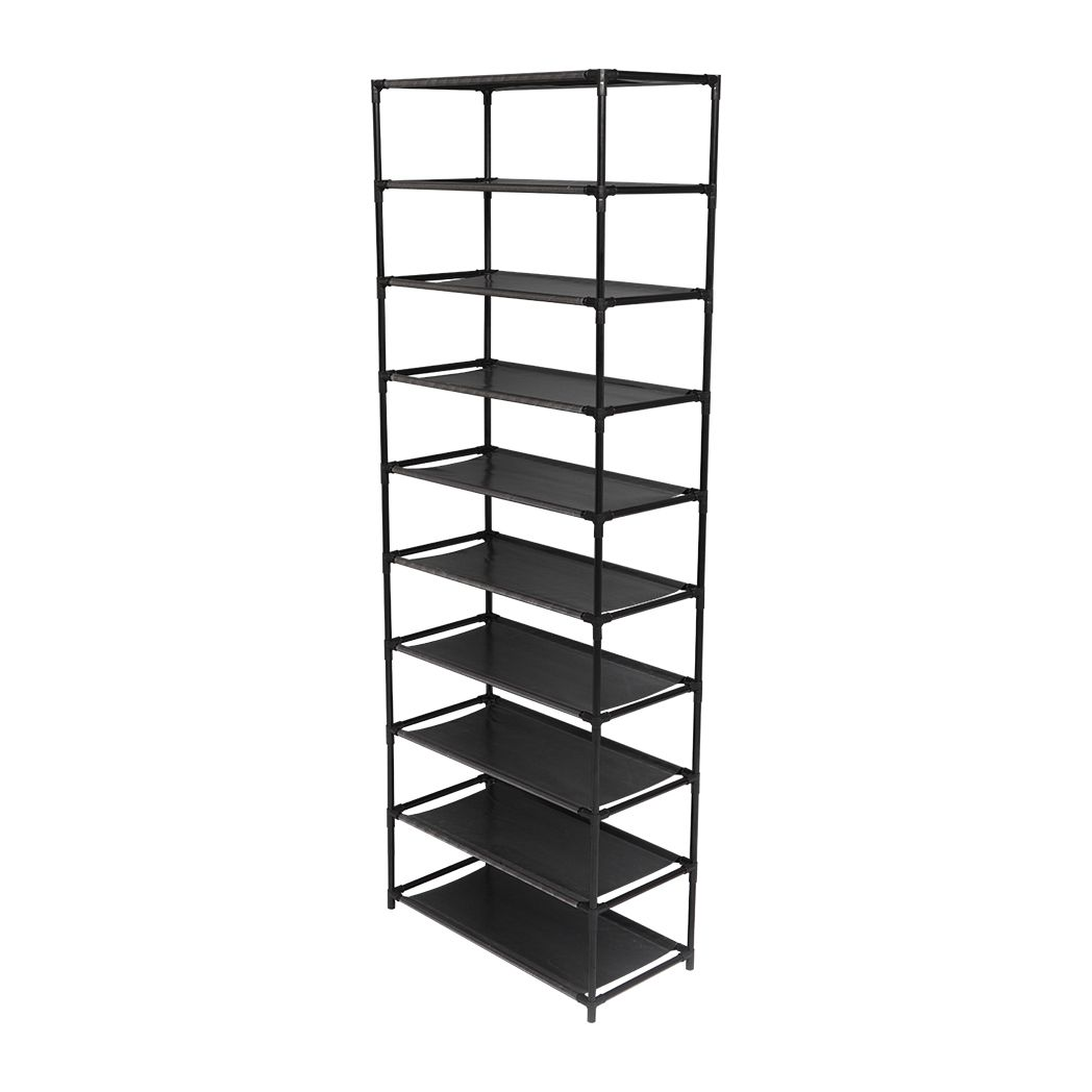 cortex-london-kensington-10-tier-black-shoe-rack-non-woven-fabric-steel