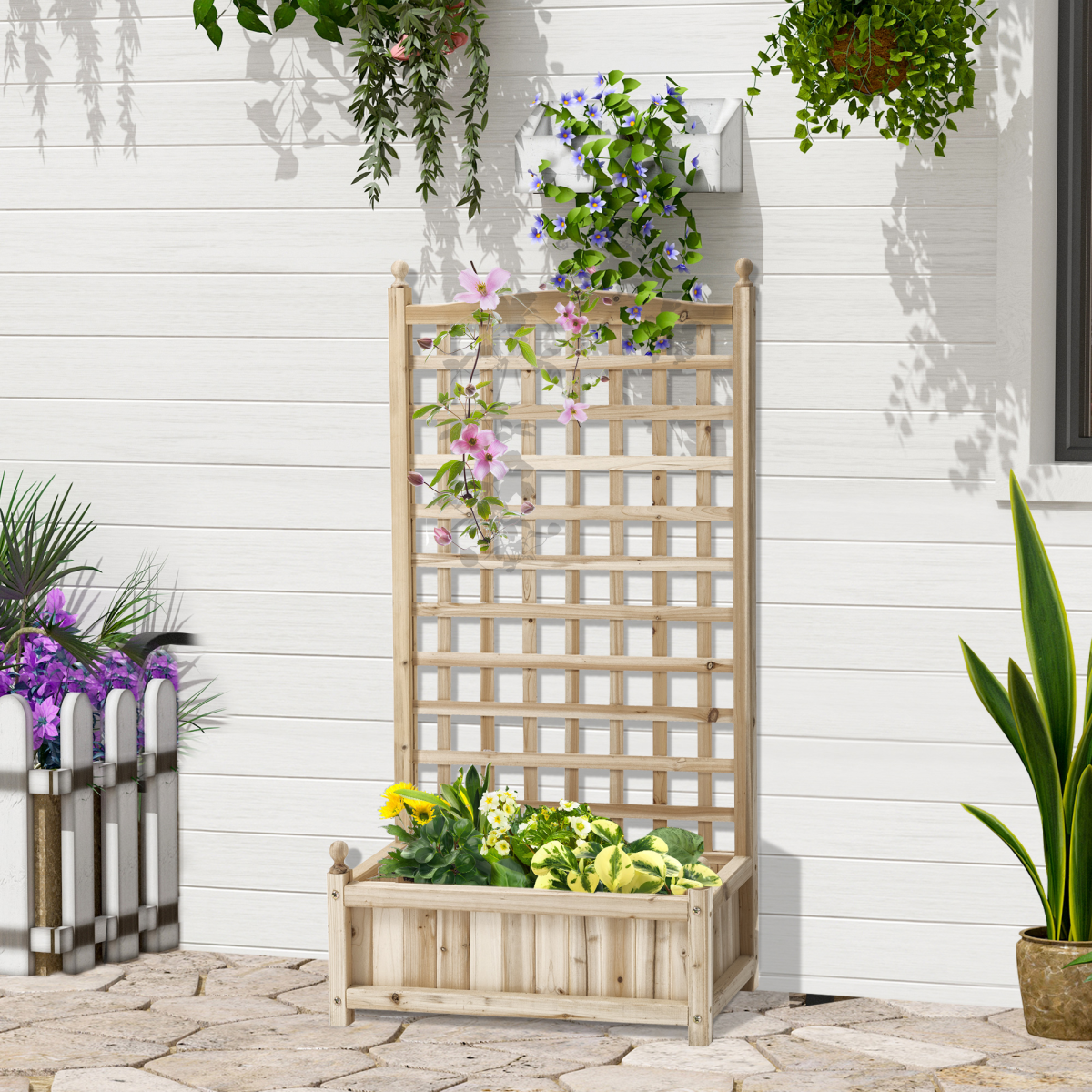 cortex-london-yorkshire-fir-wood-raised-garden-bed-trellis-planter-natural