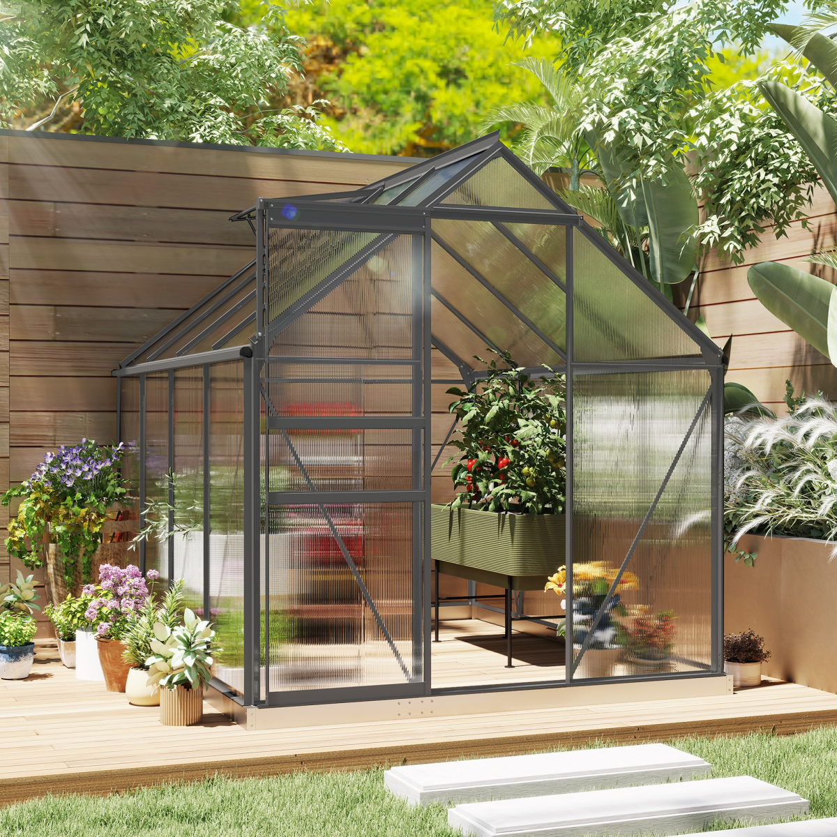 cortex-london-kensington-dark-grey-polycarbonate-walk-in-greenhouse