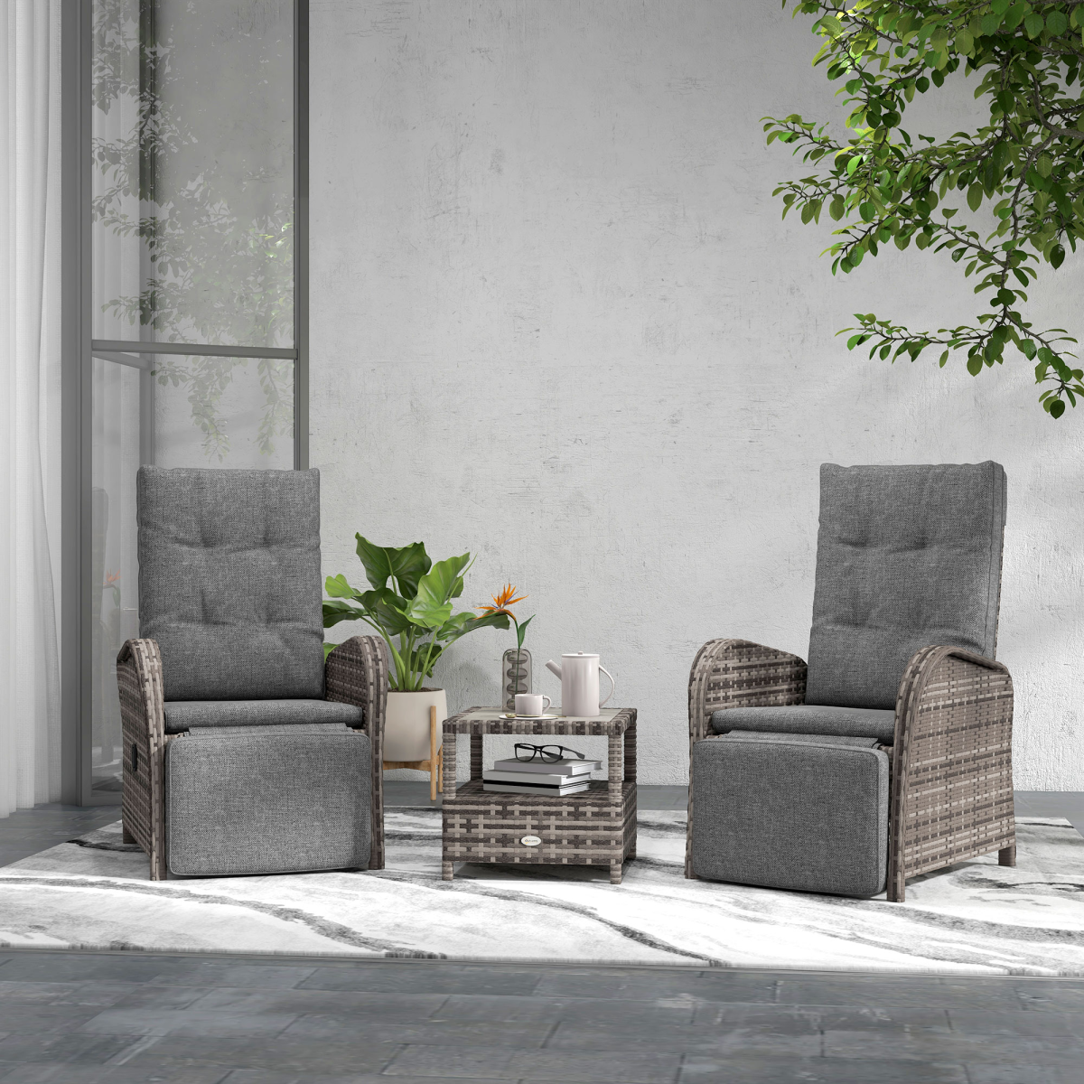 cortex-london-bath-rattan-reclining-garden-lounge-set-brown-wicker-grey-fabric