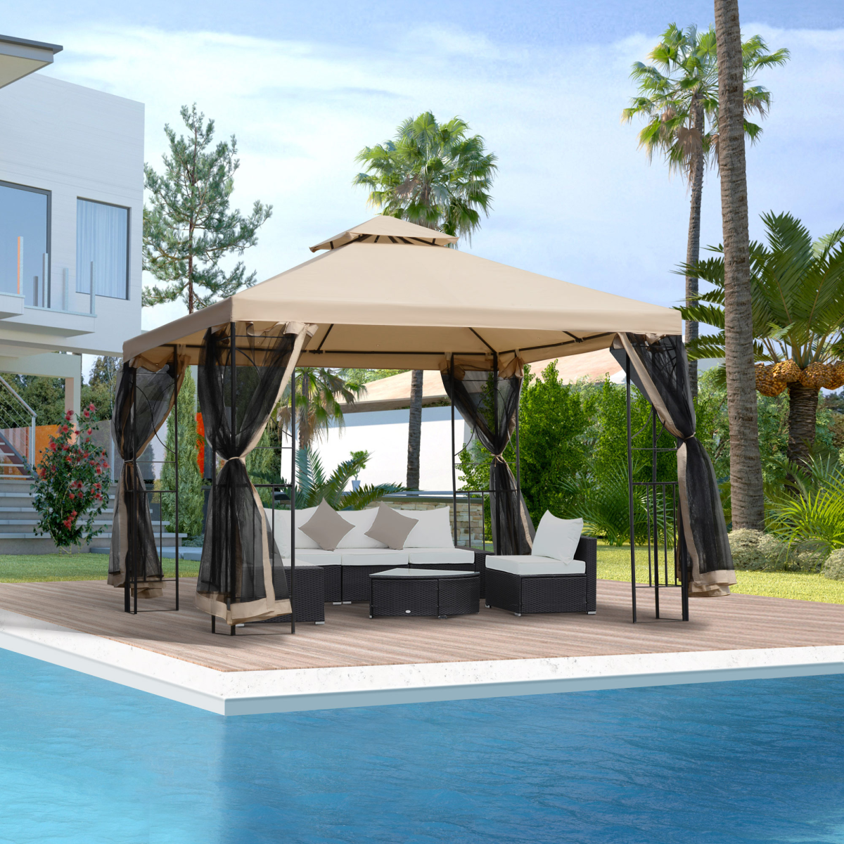 cortex-london-windsor-3x3m-two-tier-outdoor-gazebo-with-netting