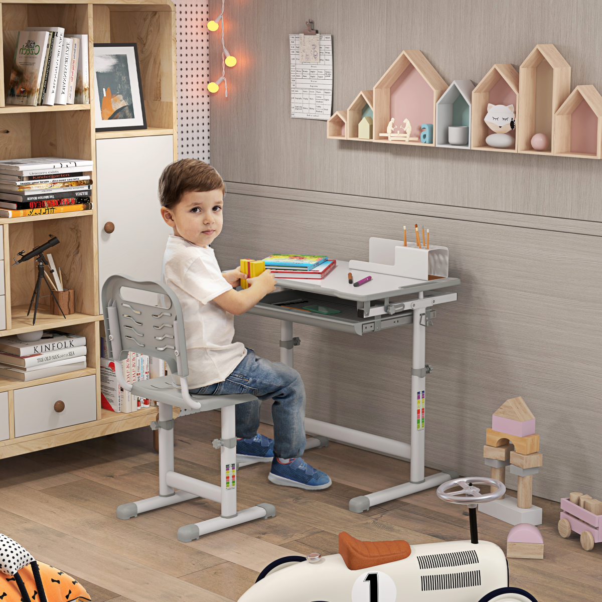 cortex-london-windsor-adjustable-kids-desk-and-chair-set-with-drawer-pen-slots-hook