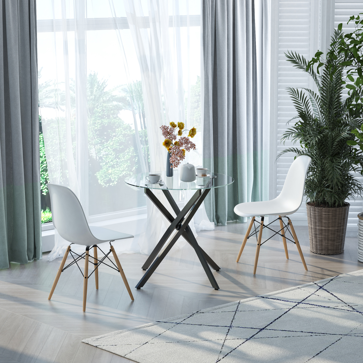 cortex-london-kensington-clear-glass-round-metal-dining-table