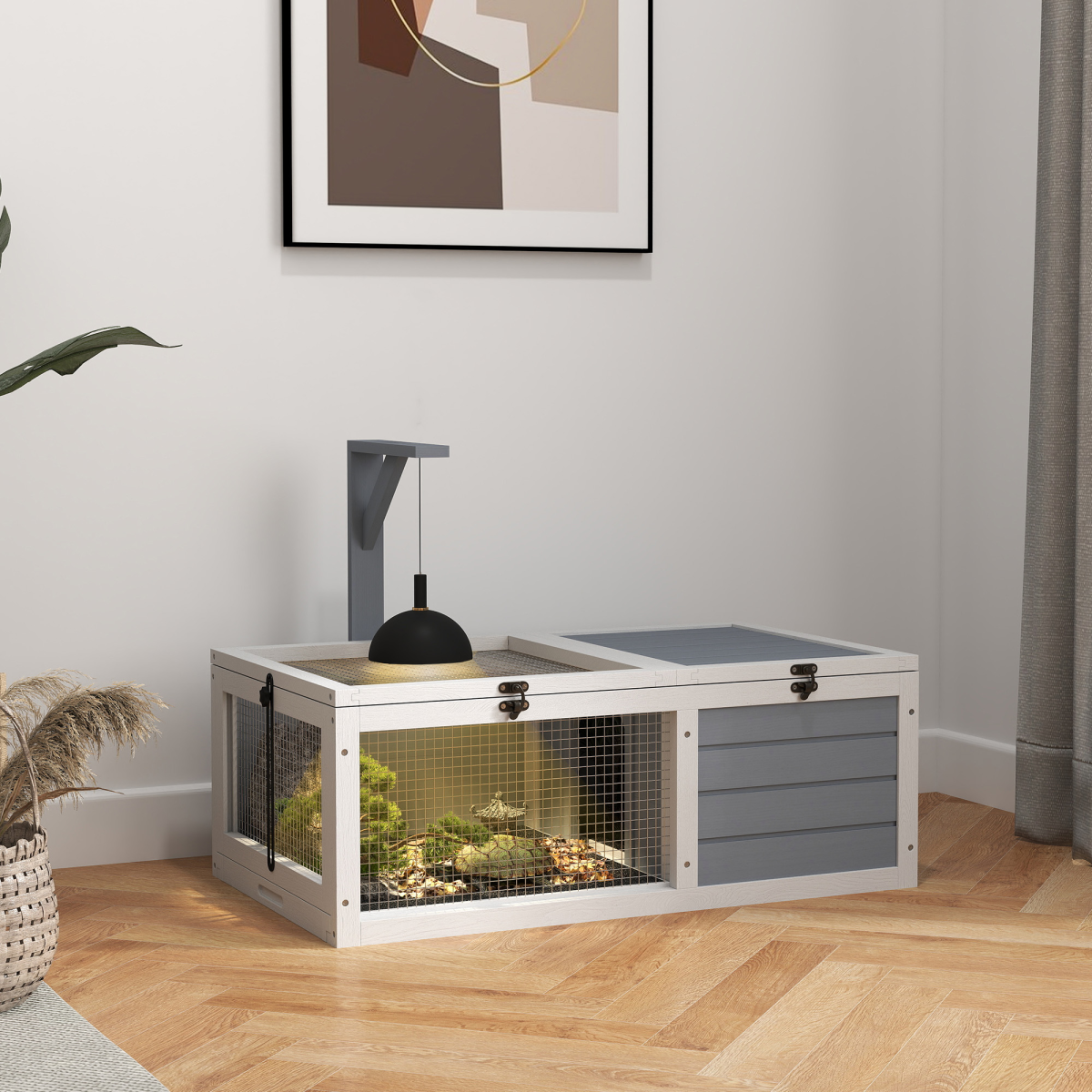 cortex-london-windsor-tortoise-enclosure-with-run-lamp-holder-white-light-grey