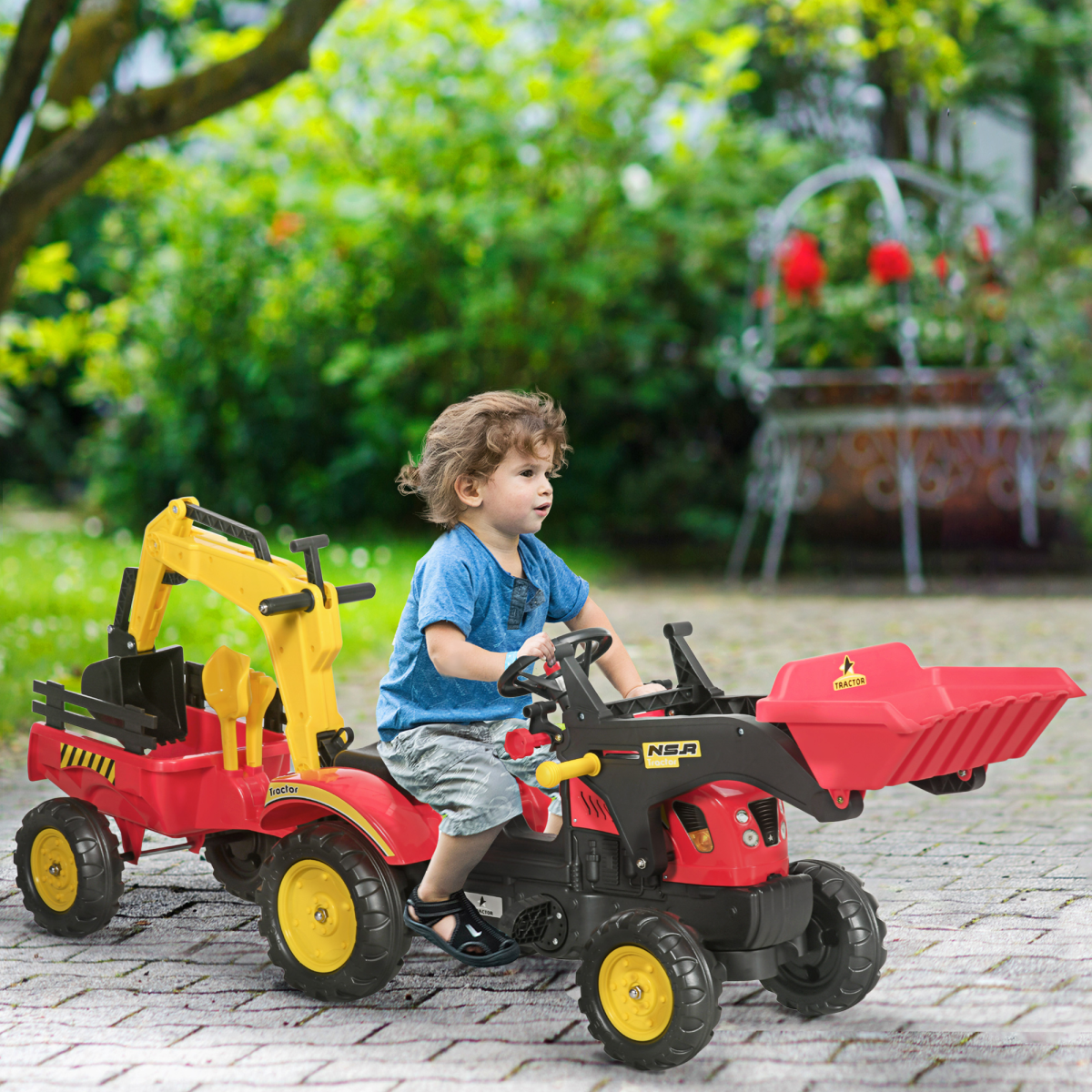 cortex-london-windsor-pedal-powered-tractor-ride-on-car-red-moving-bucket