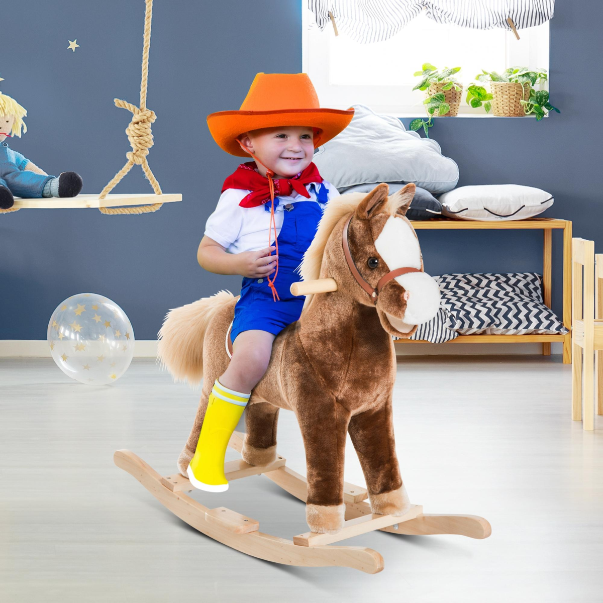 cortex-london-windsor-kids-plush-rocking-horse-wooden-ride-on-toy