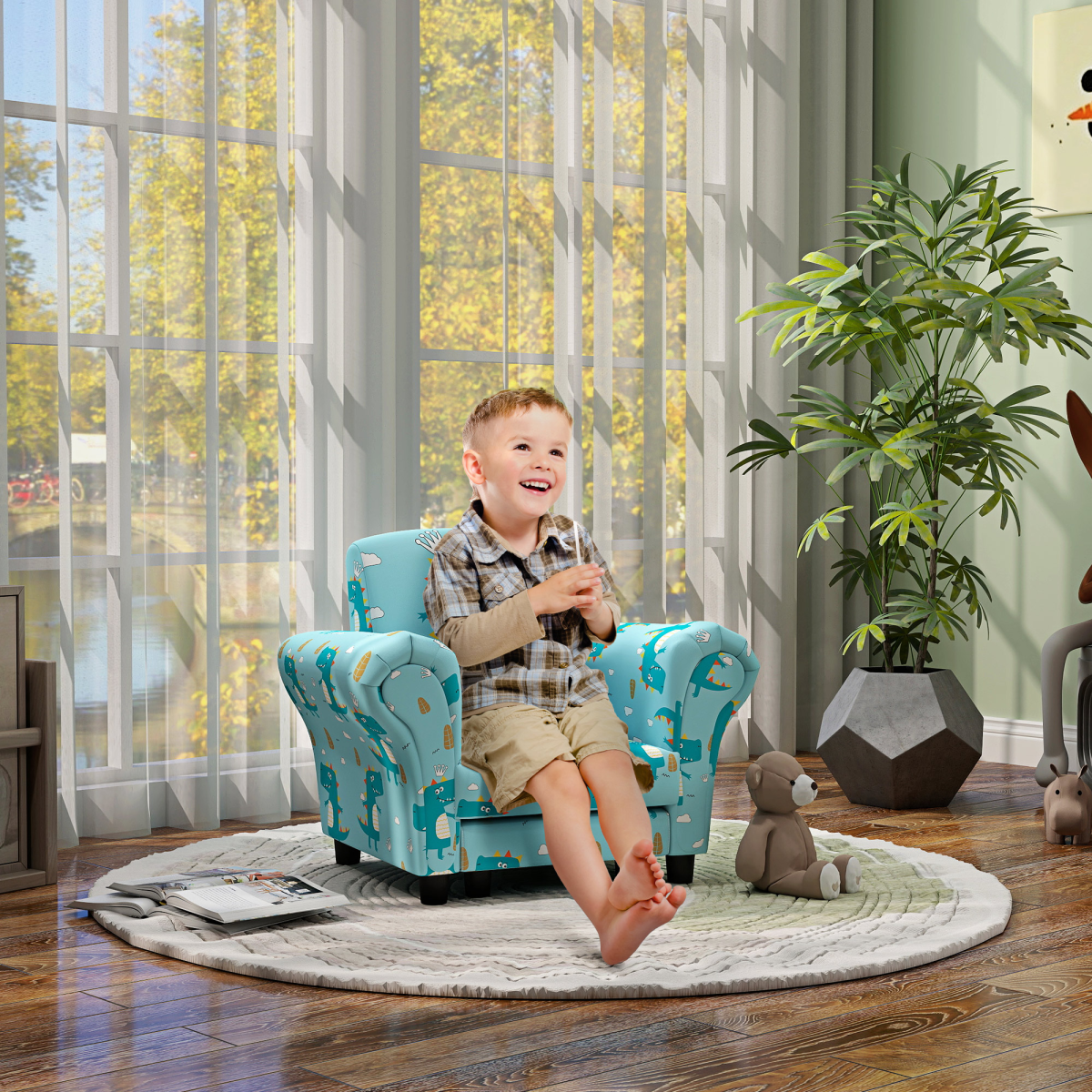 cortex-london-york-dinosaur-kids-armchair-and-stool-set-blue