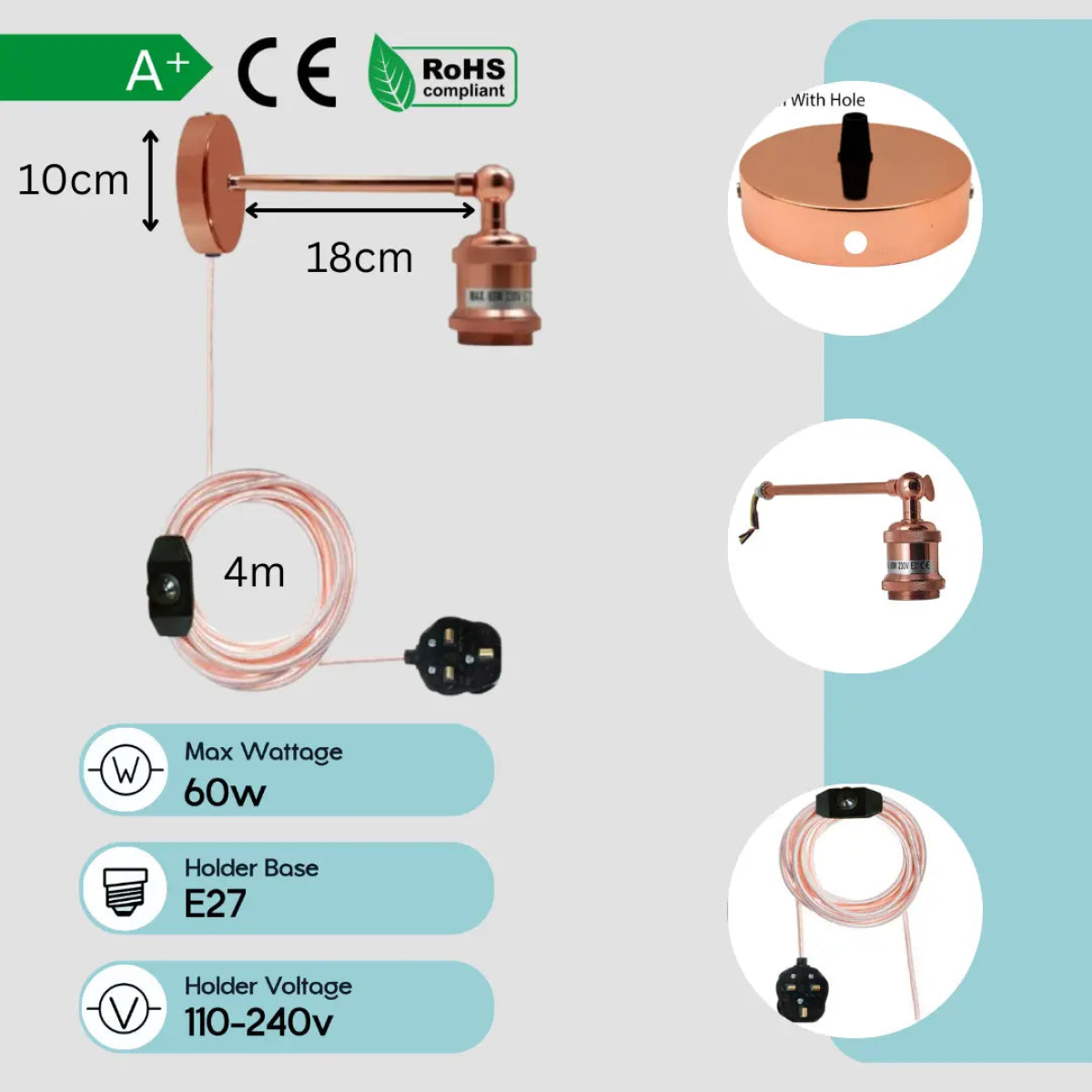 cortex-london-kensington-rose-gold-vintage-plug-in-wall-light