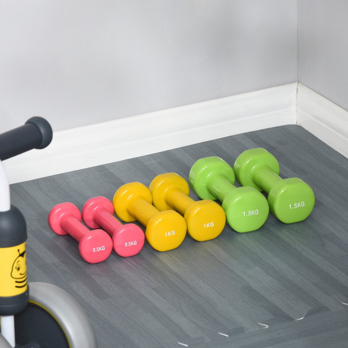 cortex-london-windsor-home-gym-dumbbell-weights-set-6kg-red-yellow-green-steel-pu