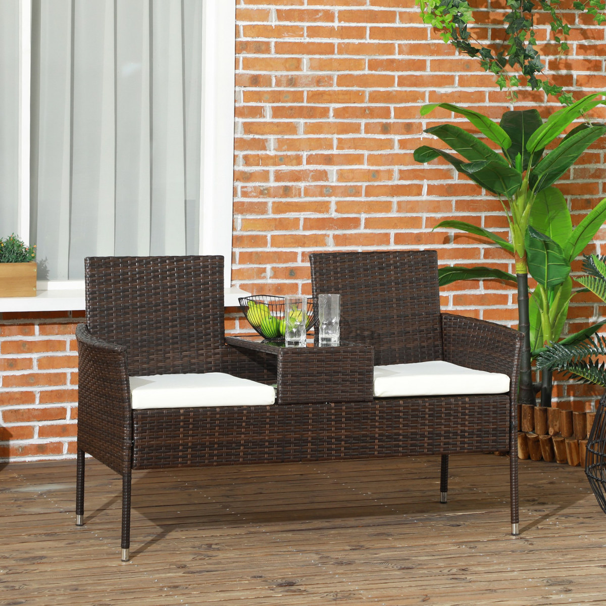 cortex-london-windsor-2-seat-rattan-garden-bench-with-padded-cushions-brown-cream-white